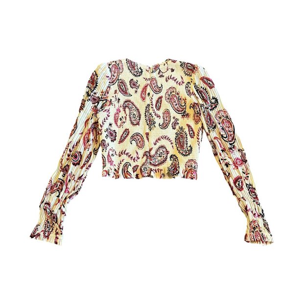 Wilfred Aritzia Lilith Long Sleeve Blouse Shirt Top Paisley Smocked Size Small - Picture 6 of 12